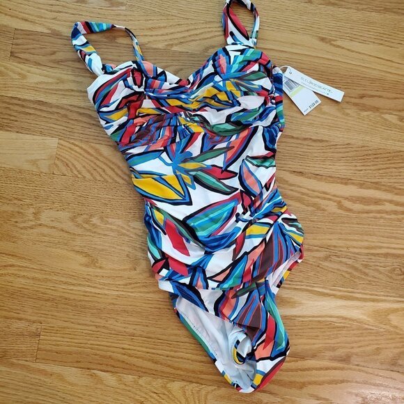 NWT Bleu Rod Beattie Lush Life Shirred 1 Pc Swimsuit Padded Underwire Sz 4 - Picture 3 of 8